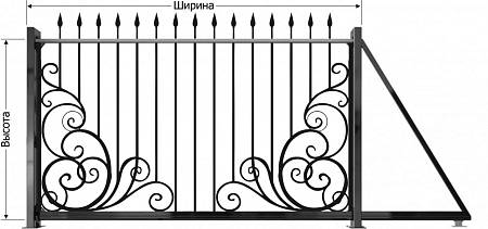 Откатные ворота с элементами ковки